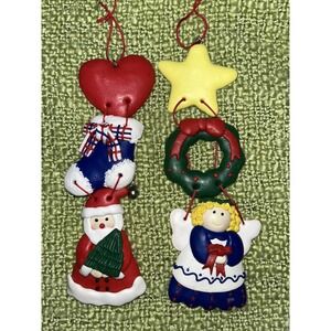 Salt dough like tree ornaments  Santa‎ , Stocking, Angel, Wreath ,7 "